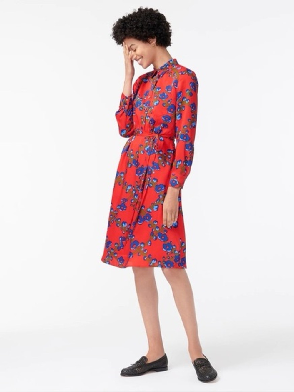 J. Crew Collection Casual Collared Long-Sleeve Floral Shirtwaist Dress Size 16
